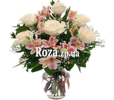 Букет квітів з альстромерій і троянд Букет квітів з альстромерій і троянд