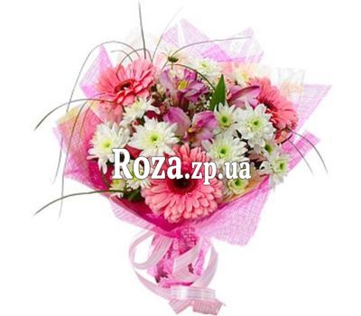Букет квітів з гербер, хризантем і альстромерій Букет квітів з гербер, хризантем і альстромерій