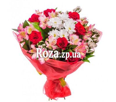 Букет з троянд, альстромерій і хризантем Букет з троянд, альстромерій і хризантем