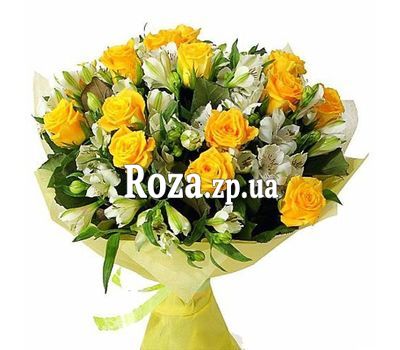 Букет квітів з троянд і альстромерій