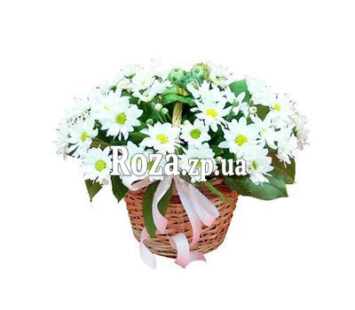 Корзина цветов из 7 хризантем Корзина цветов из 7 хризантем