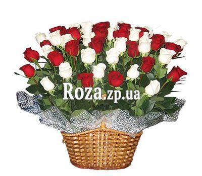 Basket of flowers from 45 roses